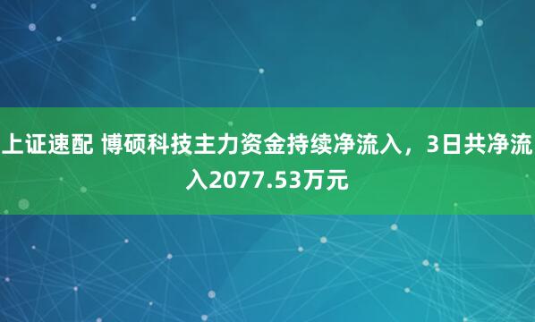 上证速配 博硕科技主力资金持续净流入，3日共净流入2077.53万元