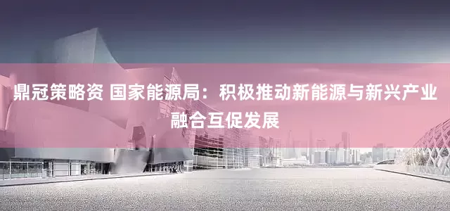 鼎冠策略资 国家能源局：积极推动新能源与新兴产业融合互促发展